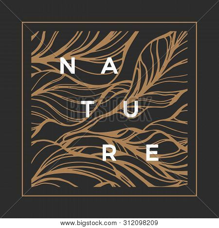 Tropical Background. Foliar Pattern With Nature Cocoa Leaves. Vector Hand Drawn Art Sketch. Vintage 