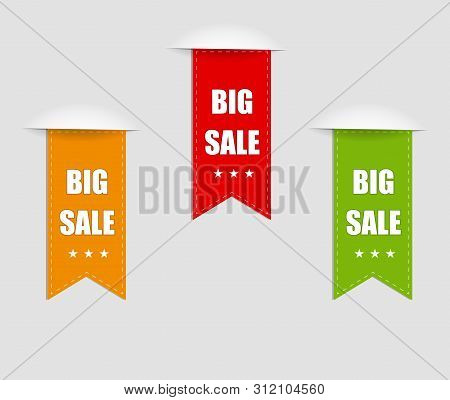 Collection Of Sale, Banners, Labels, Tags, Tally Emblems, Cards, Flat Design. Vector Ilustration
