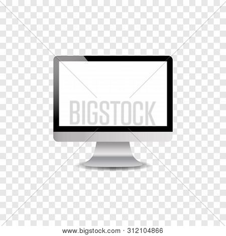 Computer Monitor On Table Front, Backside Vector Illustration