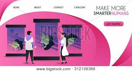 A Swarm Of Scientists Who Are Developing Smarter Humans Vector Illustration Concept, Can Be Use For 