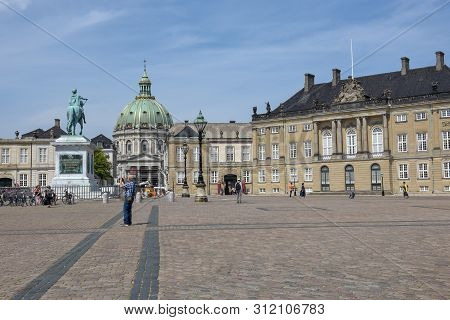 Amalienborg Is The Royal Danish Family Residence On Town Square In Copenhagen, Denmark