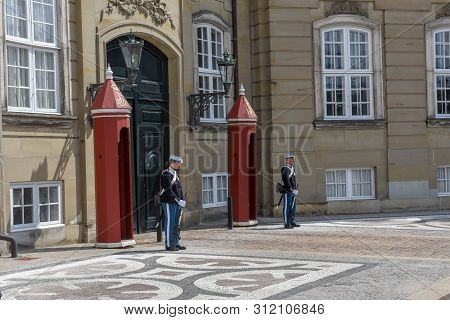 Amalienborg Is The Royal Danish Family Residence On Town Square In Copenhagen, Denmark
