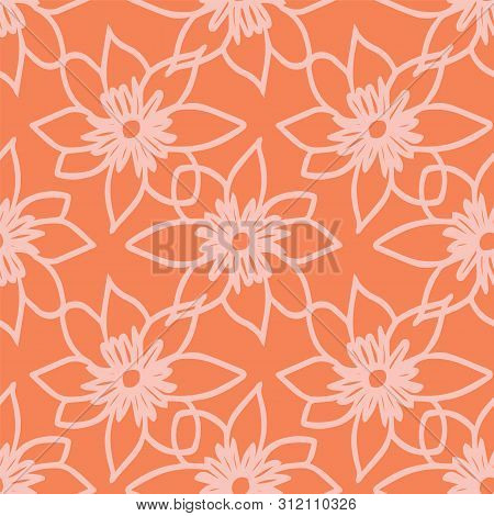 Vector Line Art Floral Seamless Pattern Repeat