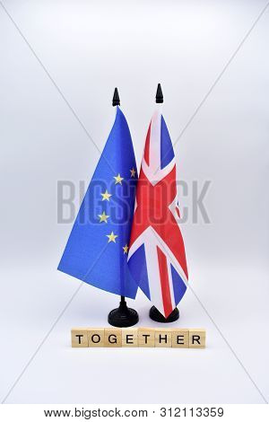 The Brexit And The Flags Of The United Kingdom And The European Union.