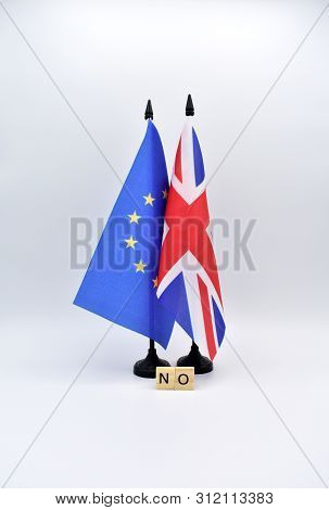 The Brexit And The Flags Of The United Kingdom And The European Union.