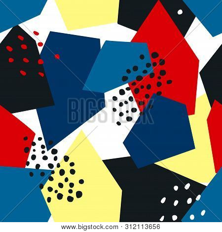 Abstract Seamless Pattern With Graphyc Elements, Modern Abstract Shapes.  Geometric Wallpaper For Bu