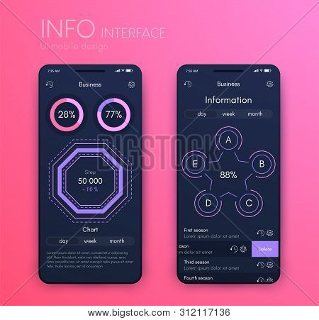 Mobile Application Interface. Ui Design, Stock Vector