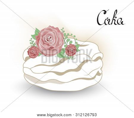 Meringue-based Dessert Whiyh A Flower Decor? White Cake
