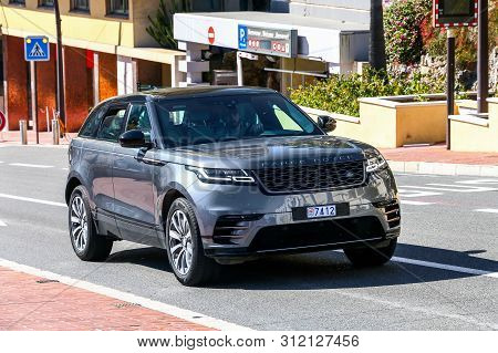 Monte-carlo, Monaco - March 12, 2019: Luxury Suv Land Rover Range Rover Velar In The City Street.