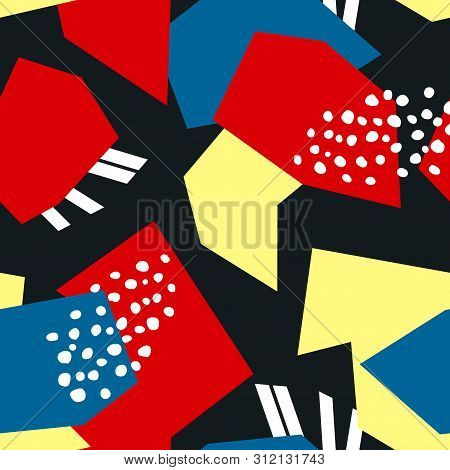 Abstract Seamless Pattern With Graphyc Elements, Modern Abstract Shapes.   Avant-garde Collage Style