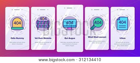Color 404 Http Error Message Vector Onboarding Mobile App Page Screen. 404 Page Not Found Outline Sy