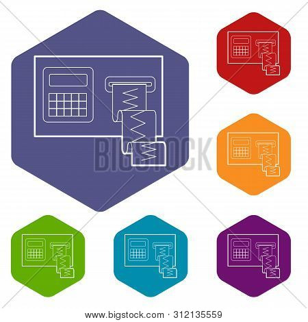 Cardiograph Icons Vector Colorful Hexahedron Set Collection Isolated On White