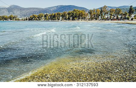 Beautiful View Of The Sea And The Coastline On A Sunny Day In Didim, Turkey.