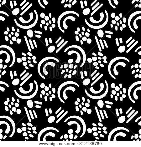 Abstract Seamless Pattern With Graphyc Elements, Modern Abstract Shapes.  Geometric Wallpaper For Bu