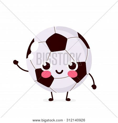 Cute Happy Smiling Football Ball Character. Vector Flat Cartoon Illustration Icon Design. Isolated O