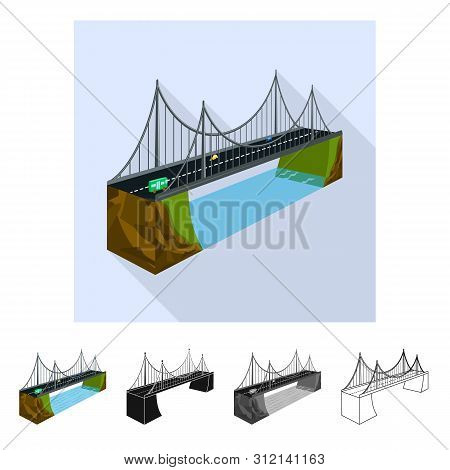 Vector Design Of Bridge And Rock Icon. Set Of Bridge And Brick Stock Vector Illustration.