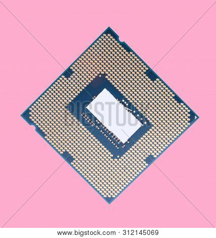 Central Processor Unit Isolated On Pink Background At Dry Sunny Day
