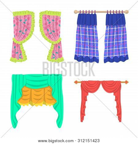 Bitmap Design Of Lambrequin And Drapery Icon. Collection Of Lambrequin And Decoration Stock Symbol F