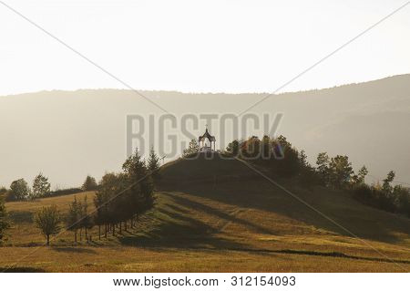 Hill And Mountains In Italy At Sunset