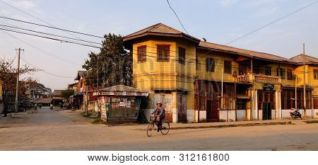 Hsipaw, Myanmar - Feb 23, 2016. Old Buildings In Hsipaw, Myanmar. Hsipaw Is A Small Town, 200 Km (12
