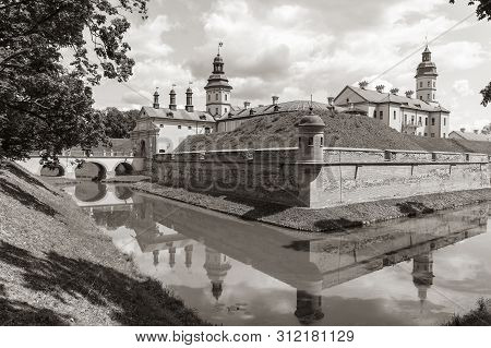 Nesvizh, Belarus - July 13, 2019: Residential Castle Of The Radziwill Family. After Reconstruction, 
