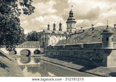 Nesvizh, Belarus - July 13, 2019: Residential Castle Of The Radziwill Family. After Reconstruction, 