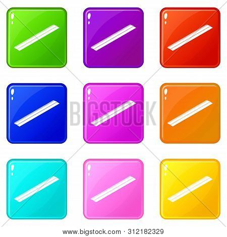 Metal Bar Icons Set 9 Color Collection Isolated On White For Any Design
