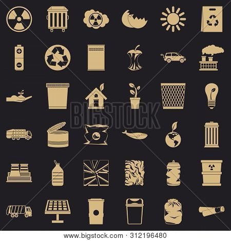 Recycling Icons Set. Simple Style Of 36 Recycling Icons For Web For Any Design