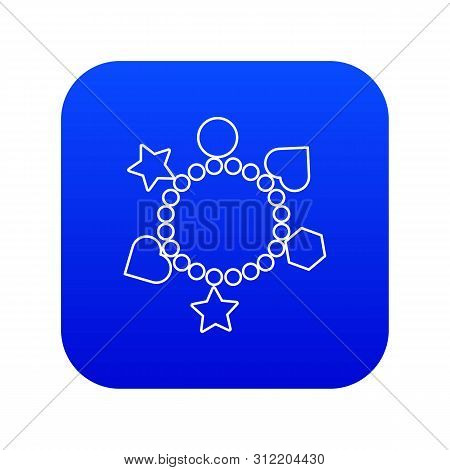 Charm Bracelet Icon Blue Isolated On White Background
