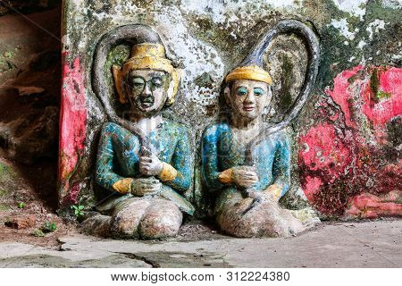 Buddha Statues Inside Of Kaw Ka Thaung Cave, Located Close To Hpa-an, Myanmar