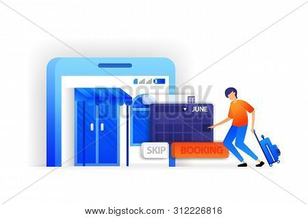 People Who Arrange Travel Schedules Or Reschedule. Book Tickets And Vacation Hotel Reservations Vect