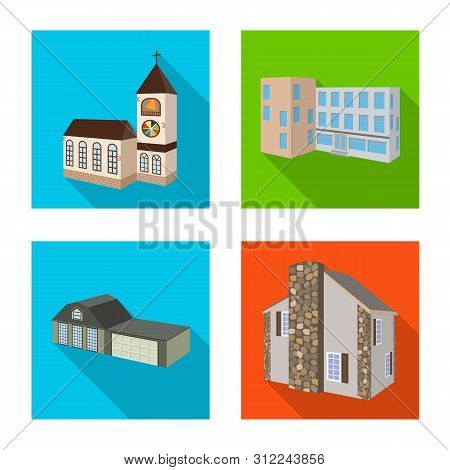 Isolated Object Of Facade And Housing Sign. Collection Of Facade And Infrastructure Stock Vector Ill