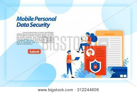 Protect Personal Data Of Mobile User To Prevent Hacking And Misuse Of Cyber Crime. Lock And Safe Pri