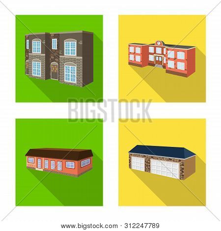 Isolated Object Of Facade And Housing Icon. Collection Of Facade And Infrastructure Stock Vector Ill