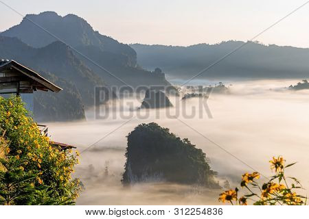 Mountain And Flower Views Of Phu Langka National Park ,thailand