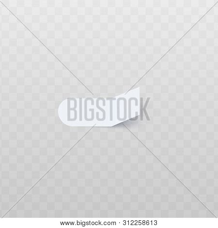 Oblong White Sticker With Round Edge And Rectangular Bent Edge Realistic Style