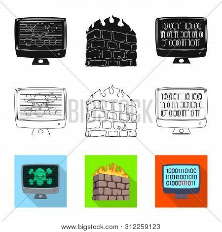 Vector Design Of Virus And Secure Icon. Set Of Virus And Cyber Vector Icon For Stock.