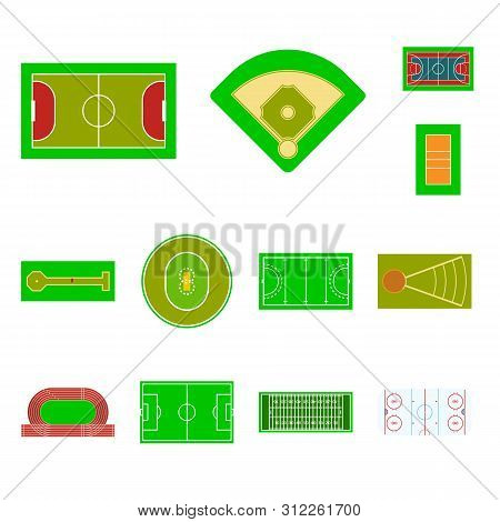 Vector Illustration Of Field And Arena Sign. Set Of Field And Sport Stock Symbol For Web.