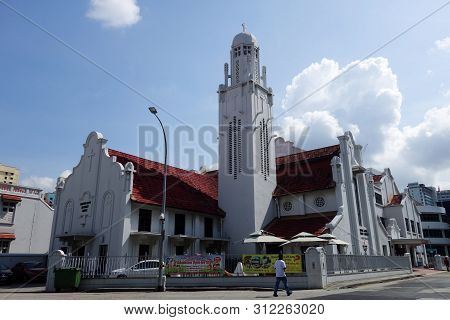 Singapore- 19 Jul, 2019: Kampong Kapor Methodist Church At Little India In Singapore. Founded In 189