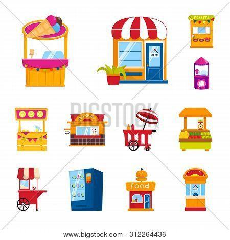 Isolated Object Of And Booth Sign. Set Of And Vending Vector Icon For Stock.