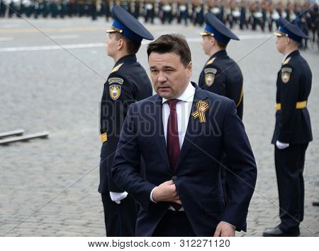 Moscow, Russia - May 9, 2019: Governor Of The Moscow Region Andrei Vorobyov On Red Square During The