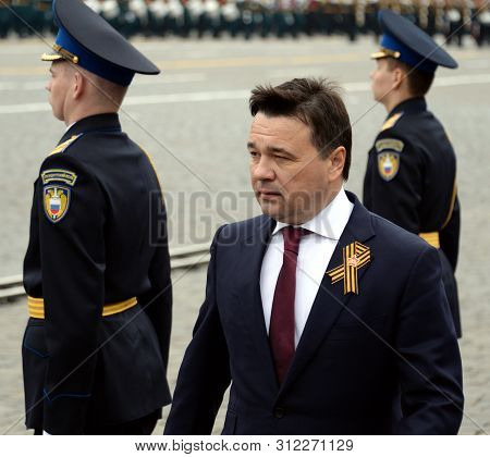 Moscow, Russia - May 9, 2019: Governor Of The Moscow Region Andrei Vorobyov On Red Square During The