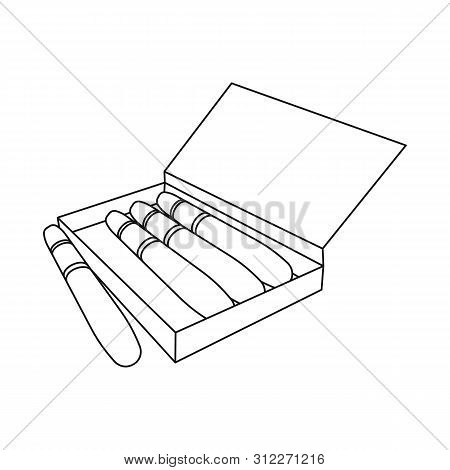 Isolated Object Of Cigar And Box Sign. Collection Of Cigar And Luxury Vector Icon For Stock.
