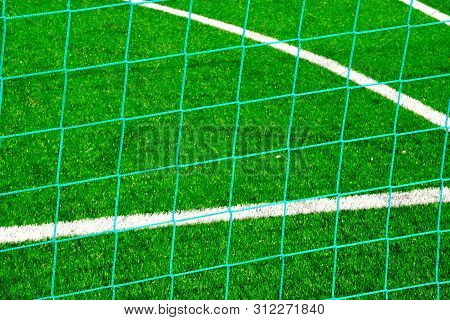 Markings On The Grass For Football. Grid From The Gate