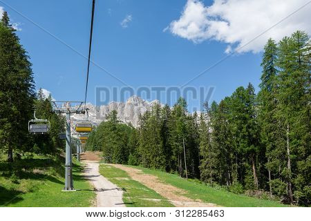 Beautiful View On The Catinaccio Massif From The Cable Car Vajolet 2. Dolomites, Italy