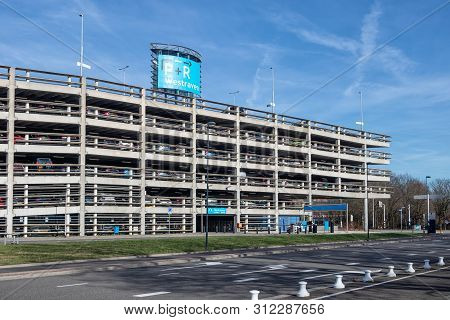 Utrecht, The Netherlands - February 14, 2018: Parking Garage Utrecht For Transfers From Car To Train