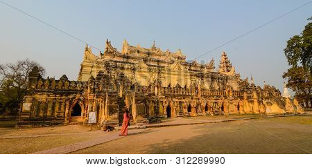 Maha Aungmye Bonzan Temple At Innwa Village In Mandalay, Myanmar.