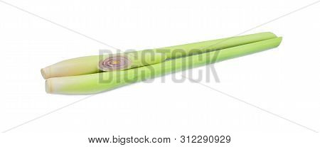 Fresh Lemongrass With Slice Isolated On White Background
