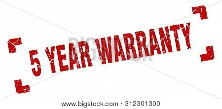 5 Year Warranty Stamp. 5 Year Warranty Square Grunge Sign. 5 Year Warranty