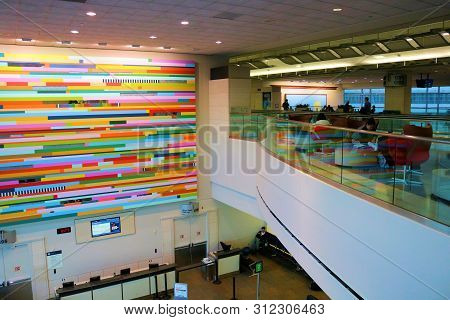 June 30, 2019 In The San Francisco International Airport:  Gate Area Inside The International Termin